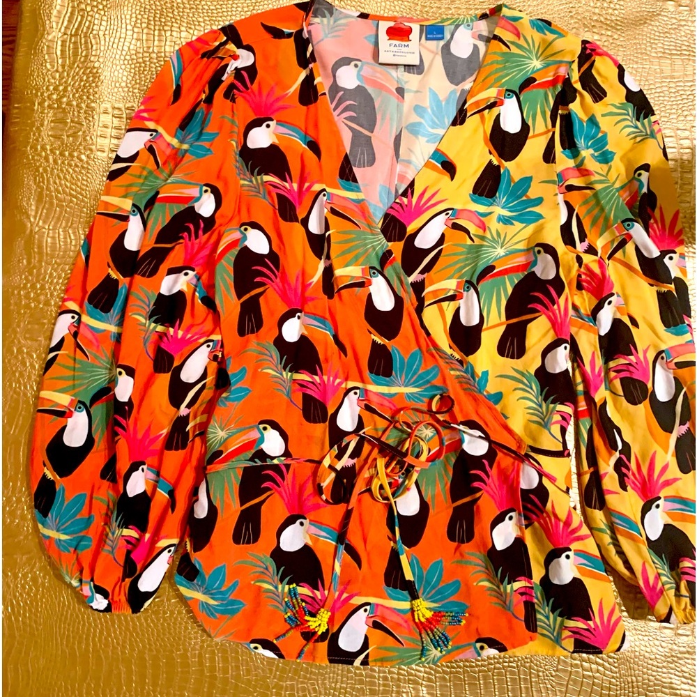 Farm Anthropologie wrap tropical blouse